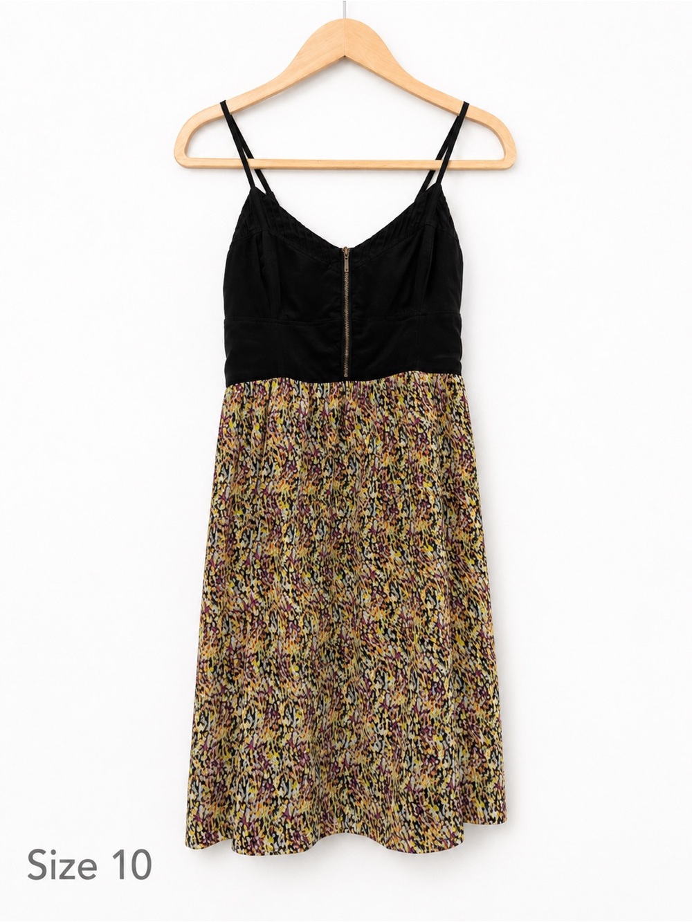 ✨ Anthropologie Moulinette Soeurs Black Silk Abstract Print Dress Y2K Size 10 ✨